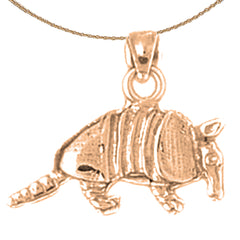 10K, 14K or 18K Gold 3D Armadillo Pendant