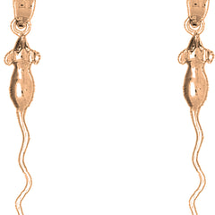 14K or 18K Gold 42mm Rat Earrings