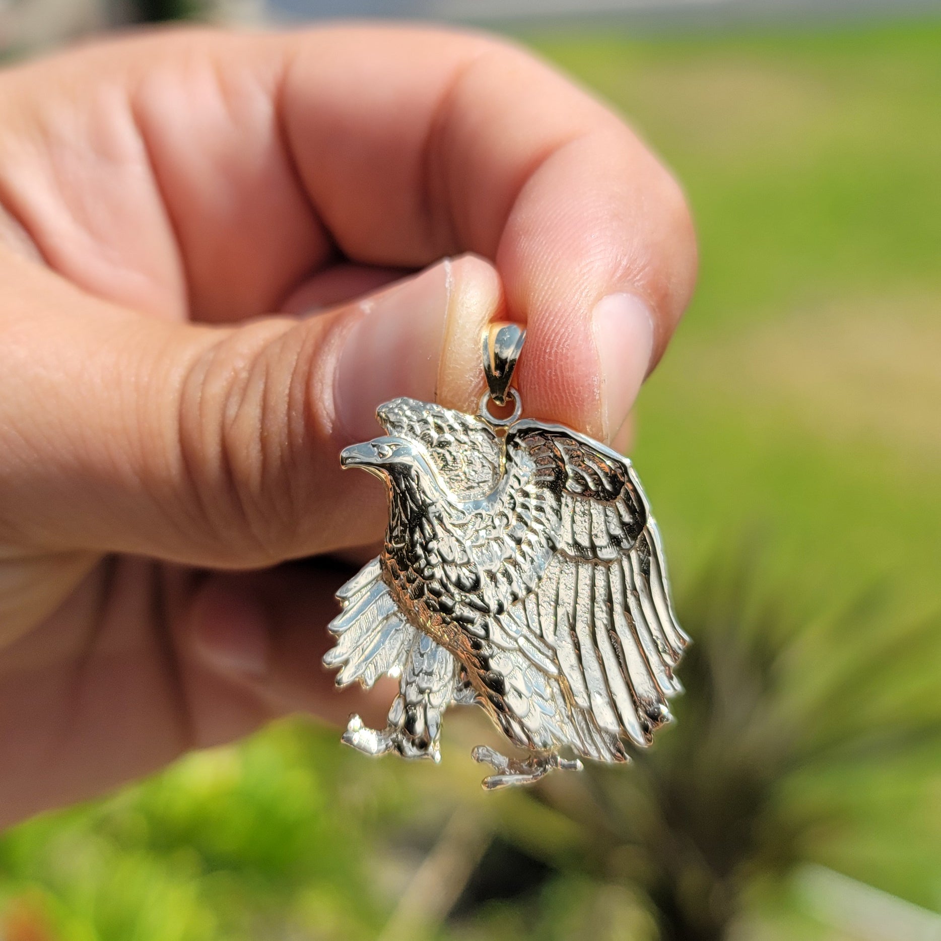 10K, 14K or 18K Gold Eagle Pendant