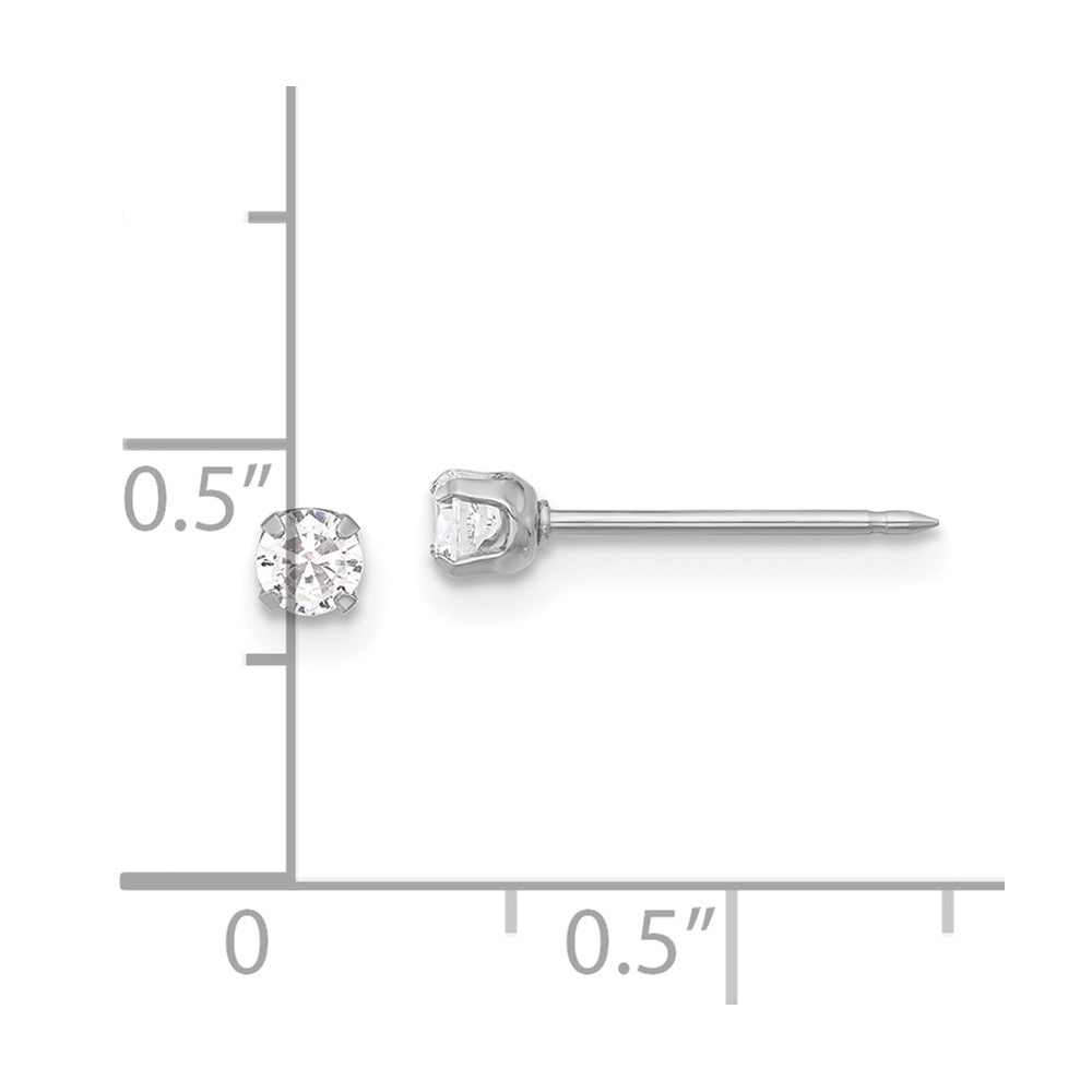 Inverness 14K White Gold 3mm CZ Long Post Earrings