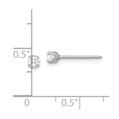 Inverness 14K White Gold 3mm CZ Long Post Earrings