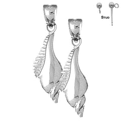 Pendientes de concha de caracola de oro de 14 quilates o 18 quilates de 30 mm