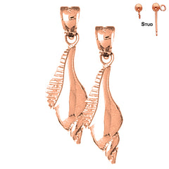 Pendientes de concha de caracola de oro de 14 quilates o 18 quilates de 30 mm