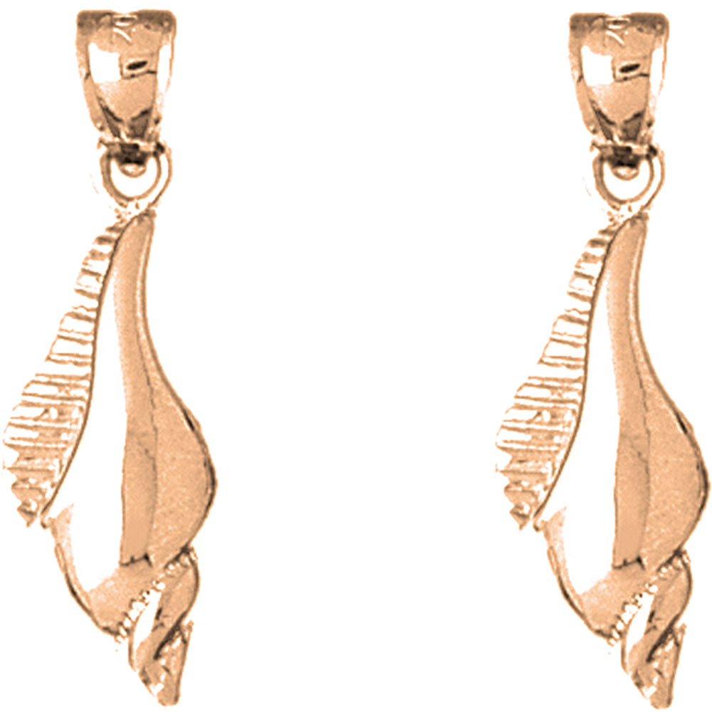 14K or 18K Gold 30mm Conch Shell Earrings