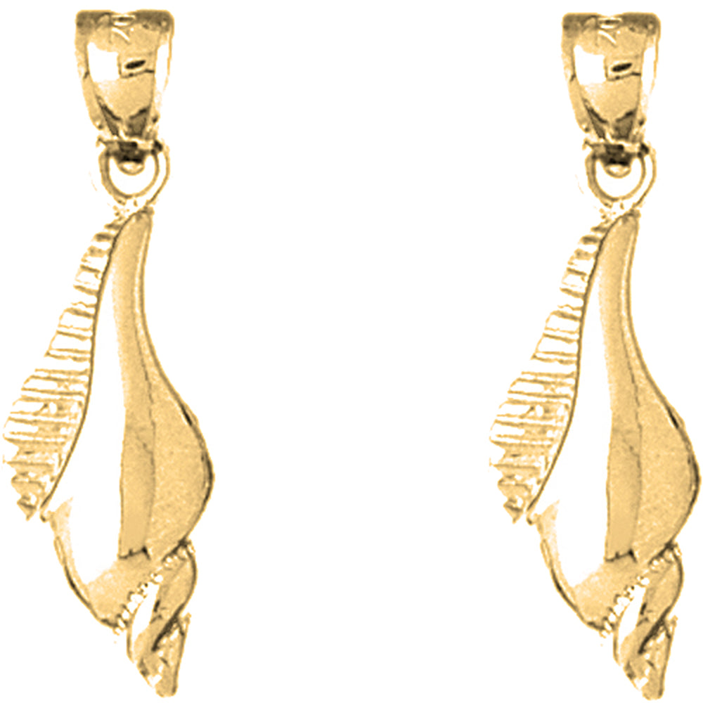 14K or 18K Gold 30mm Conch Shell Earrings