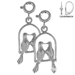 Sterling Silver 22mm Parrot Earrings (White or Yellow Gold Plated)