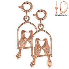 14K oder 18K Gold 22mm Papagei Ohrringe