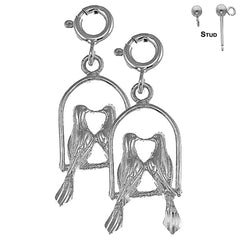 Sterling Silver 22mm Parrot Earrings (White or Yellow Gold Plated)