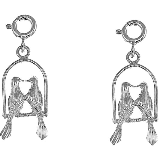 Sterling Silver 22mm Parrot Earrings