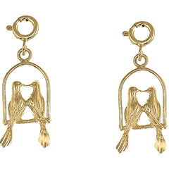 Yellow Gold-plated Silver 22mm Parrot Earrings