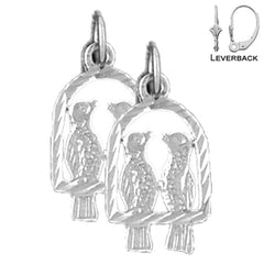 Sterling Silver 20mm Parrot Earrings (White or Yellow Gold Plated)