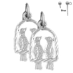 Sterling Silver 20mm Parrot Earrings (White or Yellow Gold Plated)