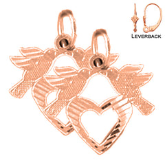 14K oder 18K Gold 16mm Papagei Ohrringe