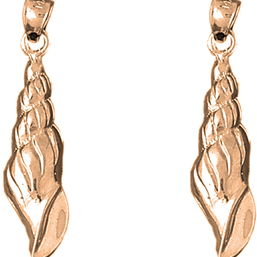 14K or 18K Gold 35mm Conch Shell Earrings