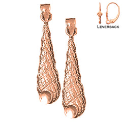 Pendientes de concha de caracola de oro de 14 quilates o 18 quilates de 34 mm