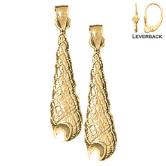 Pendientes de concha de caracola de oro de 14 quilates o 18 quilates de 34 mm