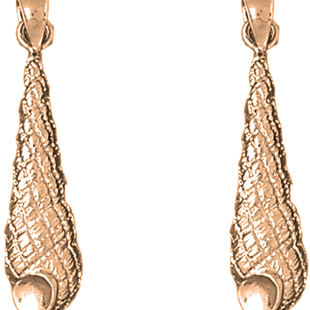 14K or 18K Gold 34mm Conch Shell Earrings