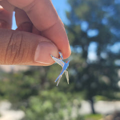 10K, 14K or 18K Gold 3D Swallow Pendant