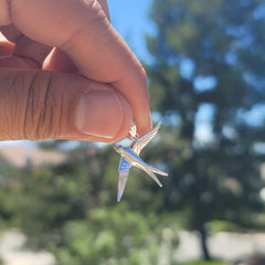 10K, 14K or 18K Gold 3D Swallow Pendant