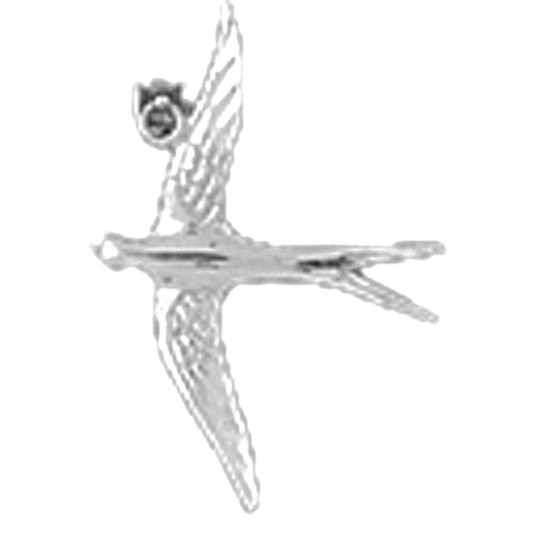 10K, 14K or 18K Gold 3D Swallow Pendant