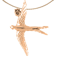 10K, 14K or 18K Gold 3D Swallow Pendant