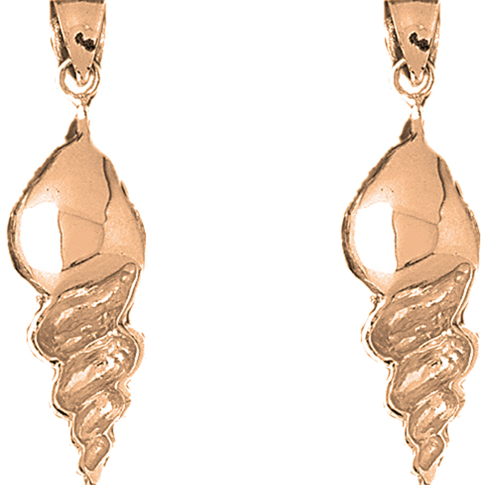 14K or 18K Gold 43mm Conch Shell Earrings