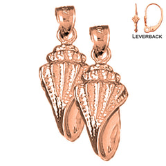 Pendientes de concha de caracola de oro de 14 quilates o 18 quilates de 25 mm
