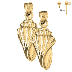 Pendientes de concha de caracola de oro de 14 quilates o 18 quilates de 25 mm