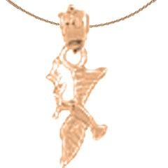 14K oder 18K Gold Anhänger mit Taube und Olivenzweig