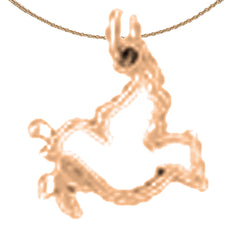 14K oder 18K Gold Anhänger mit Taube und Olivenzweig