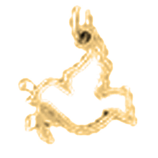 14K or 18K Gold Dove & Olive Branch Pendant