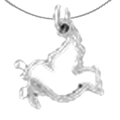 14K oder 18K Gold Anhänger mit Taube und Olivenzweig