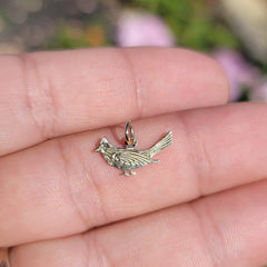 Colgante de pájaro cardenal de oro de 14 quilates o 18 quilates