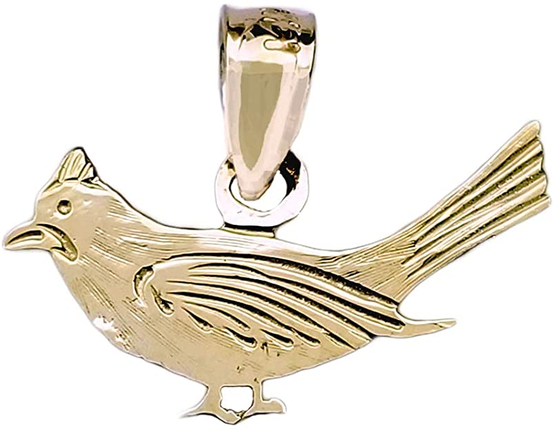 14K or 18K Gold Cardinal Bird Pendant