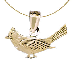 Colgante de pájaro cardenal de oro de 14 quilates o 18 quilates