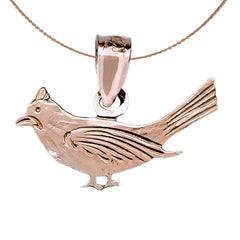 Colgante de pájaro cardenal de oro de 14 quilates o 18 quilates