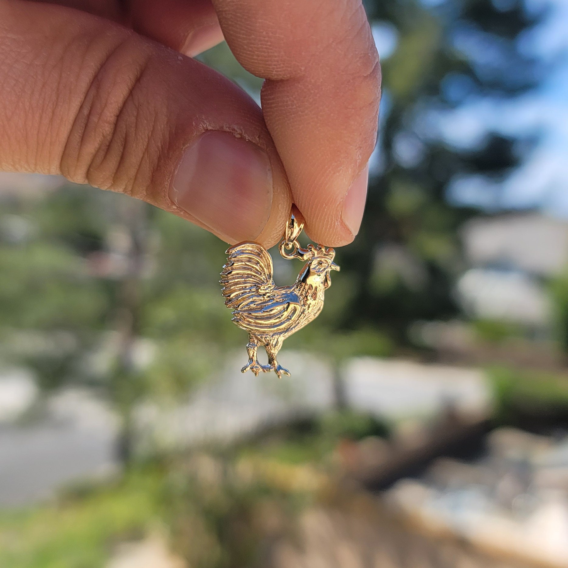 14K or 18K Gold Rooster Pendant