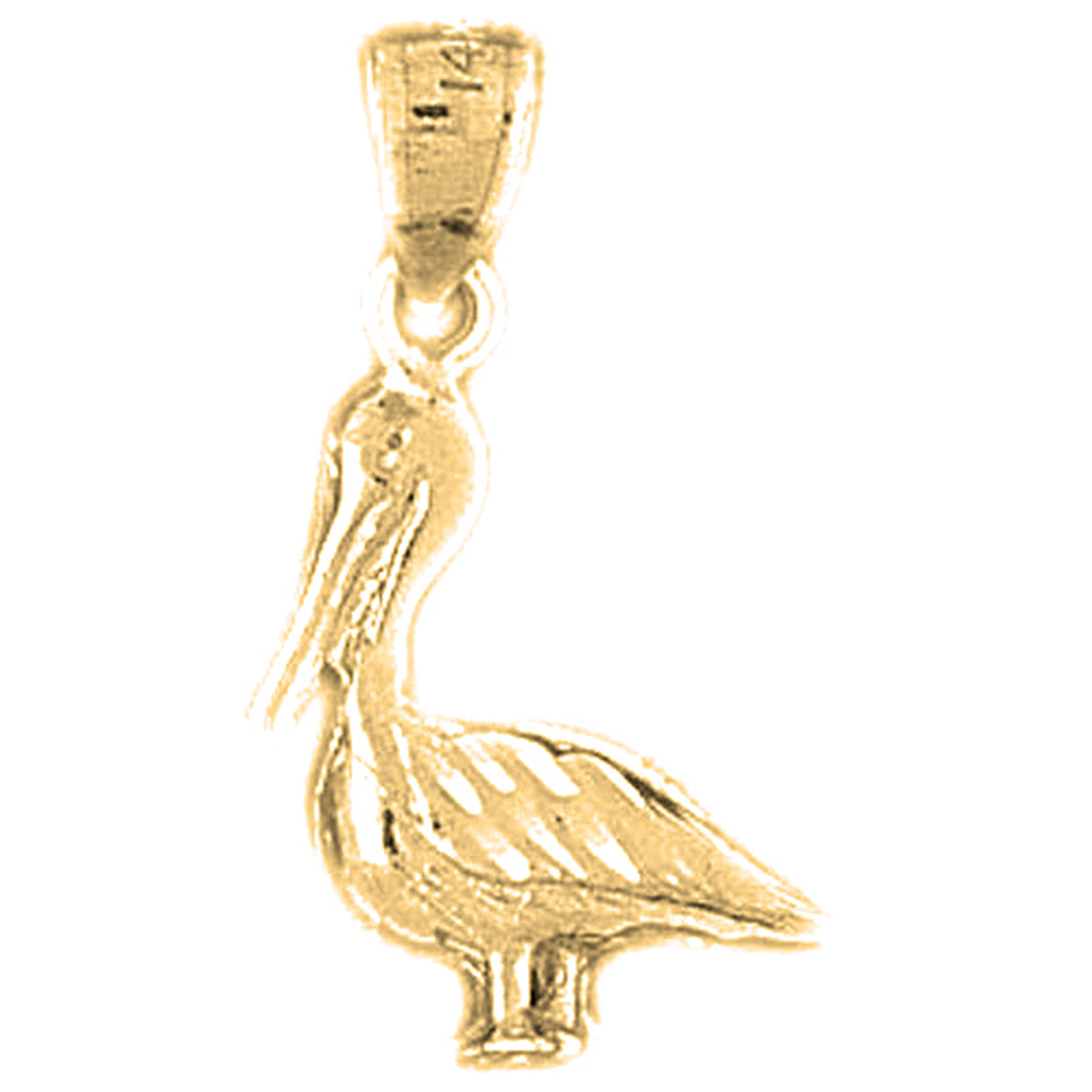 10K, 14K or 18K Gold 3D Pelican Pendant