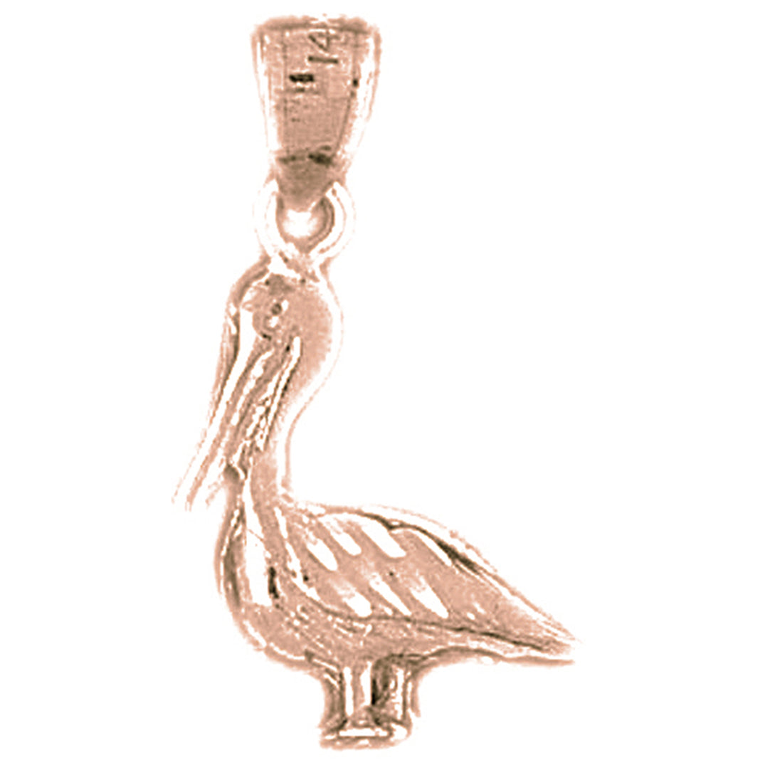 10K, 14K or 18K Gold 3D Pelican Pendant