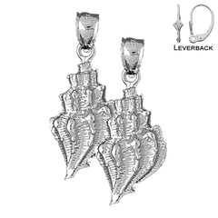 Pendientes de concha de caracola de oro de 14 quilates o 18 quilates de 30 mm