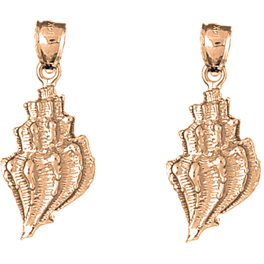 14K or 18K Gold 30mm Conch Shell Earrings