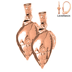 Pendientes de concha de caracola de oro de 14 quilates o 18 quilates de 22 mm