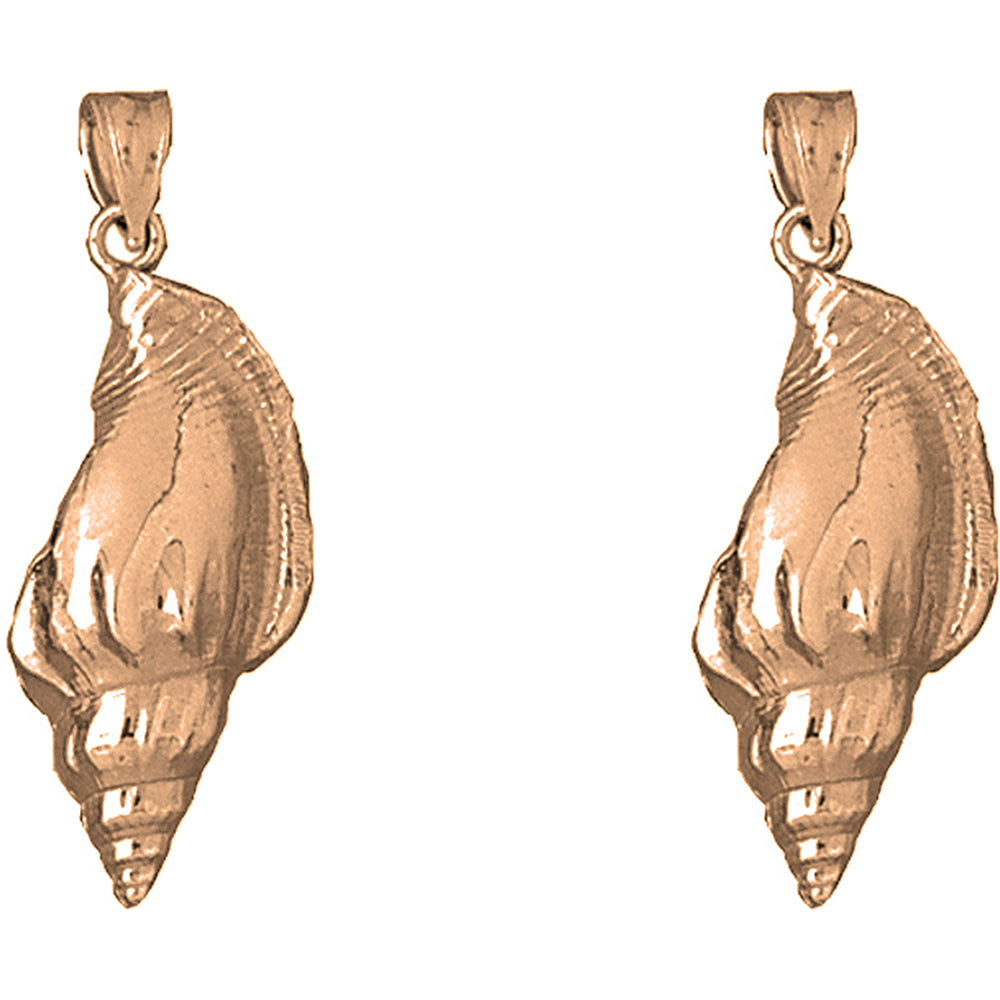 14K or 18K Gold 35mm Conch Shell Earrings