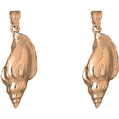 14K or 18K Gold 35mm Conch Shell Earrings