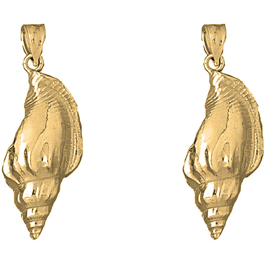 14K or 18K Gold 35mm Conch Shell Earrings