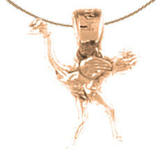 14K oder 18K Gold 3D Straußenanhänger