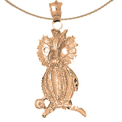 10K, 14K or 18K Gold Owl Pendant
