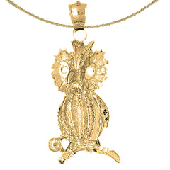 10K, 14K or 18K Gold Owl Pendant