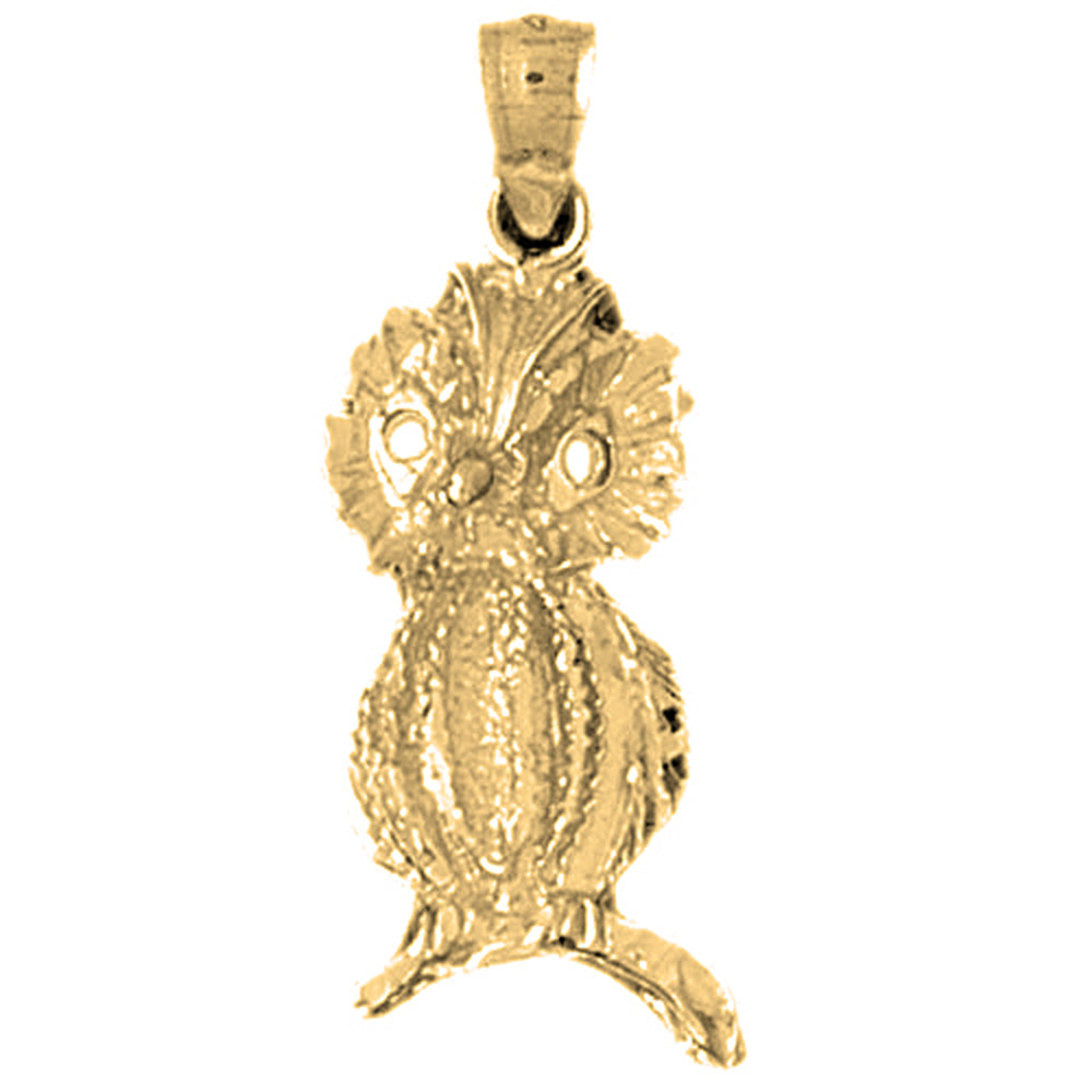 10K, 14K or 18K Gold Owl Pendant