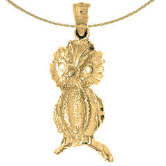 10K, 14K or 18K Gold Owl Pendant